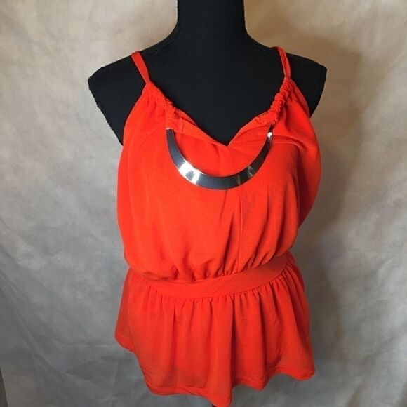 Worthington orange dressy tank top size M easycare - Picture 3 of 8